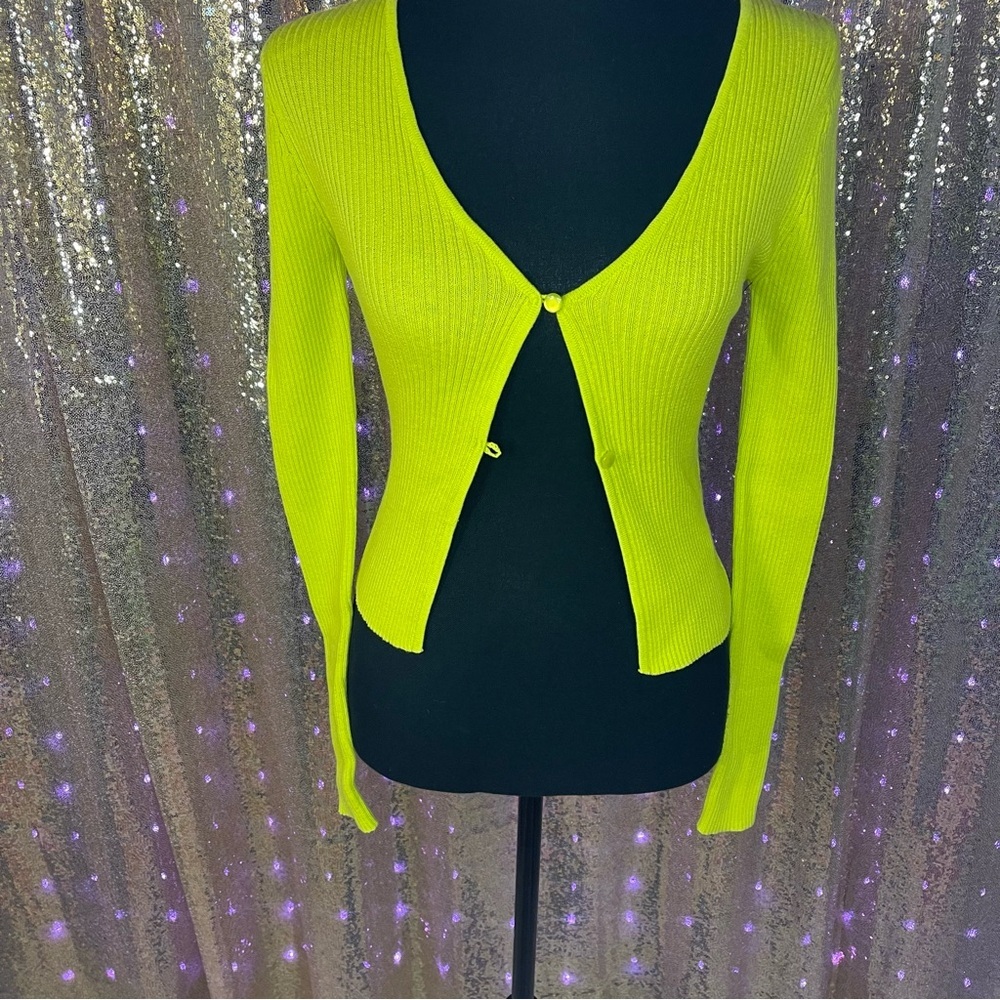 Bright Yellow Cardigan Sweater